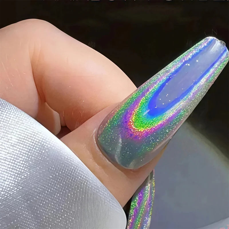 Rainbow Laser Nail Powder Set - Mirror, Cat Eye, Pearl Effects DIY Manicure