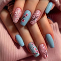 24pcs Short to Long Fake Nail Set for Spring & Summer Nail Art with Flowers & Butterfly Designs