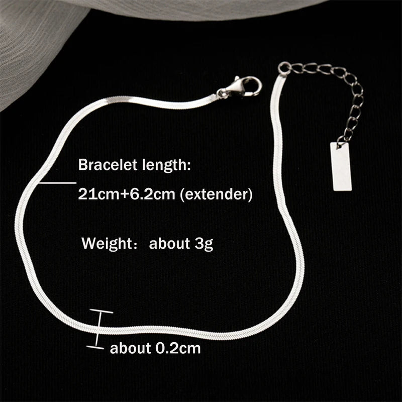 Simple Silver Anklet with Snake Bone Blade Design - Summer Fashion Jewelry