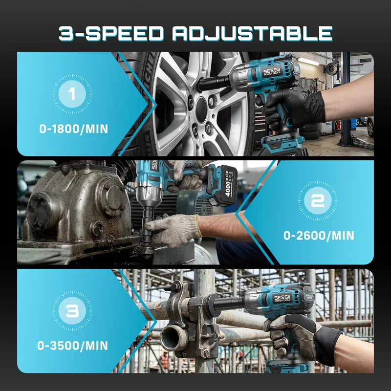 Cordless Impact Wrench and Drill Kit 1300N.m Brushless Power Auto Repair