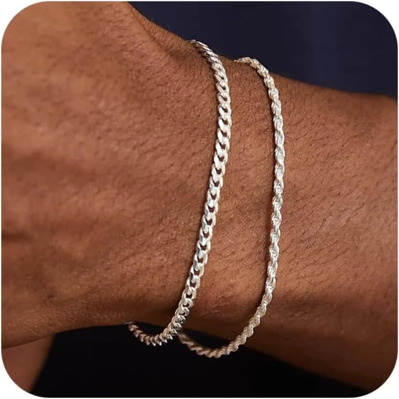 Stainless Steel Chain Bracelet Set for Men Waterproof Cuban Link Jewelry Gifts
