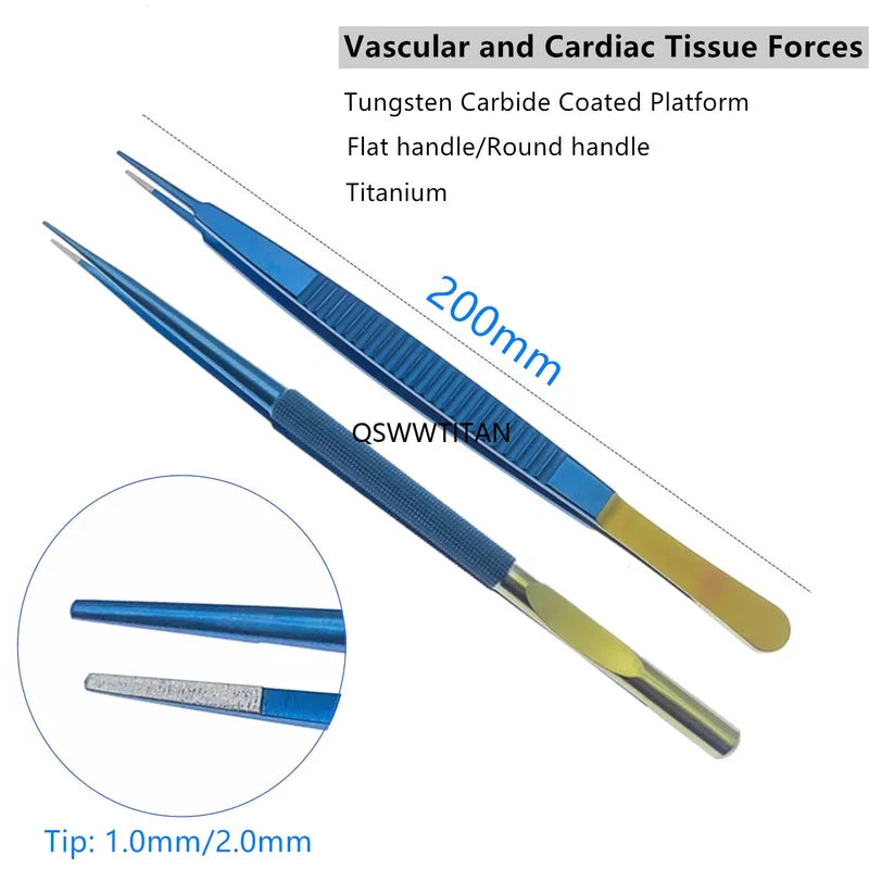 Titanium Vascular & Cardiac Tissue Forceps Micro Surgical Dissecting Forceps - Flat & Round Handles