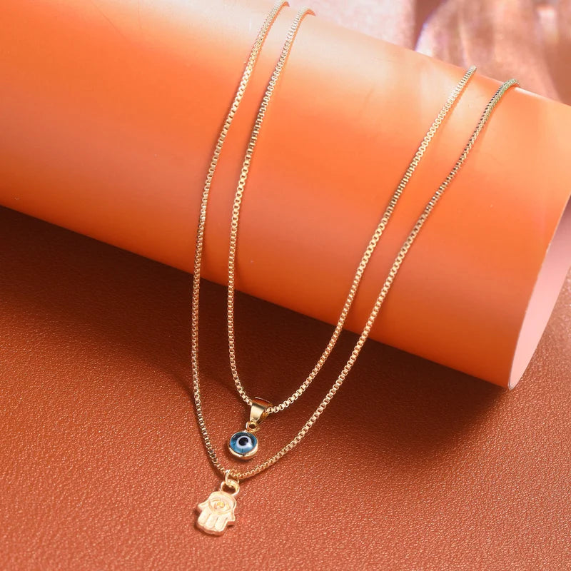 Minimalist Evil Eye Necklace for Women Turkish Blue Eyes Pendant Lucky Jewelry