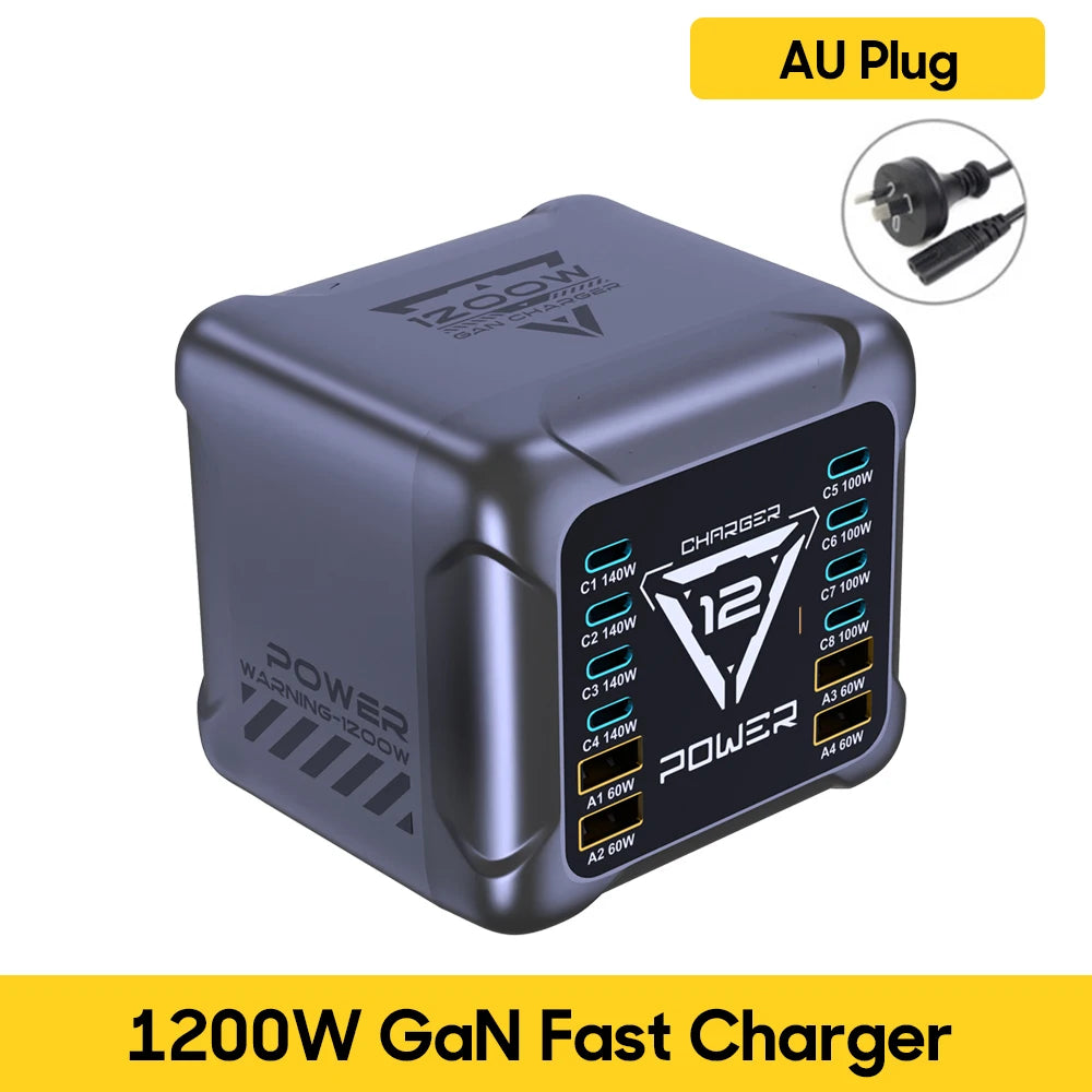 1200W USB C GaN Charger Fast Charging Station for Laptop & Phone