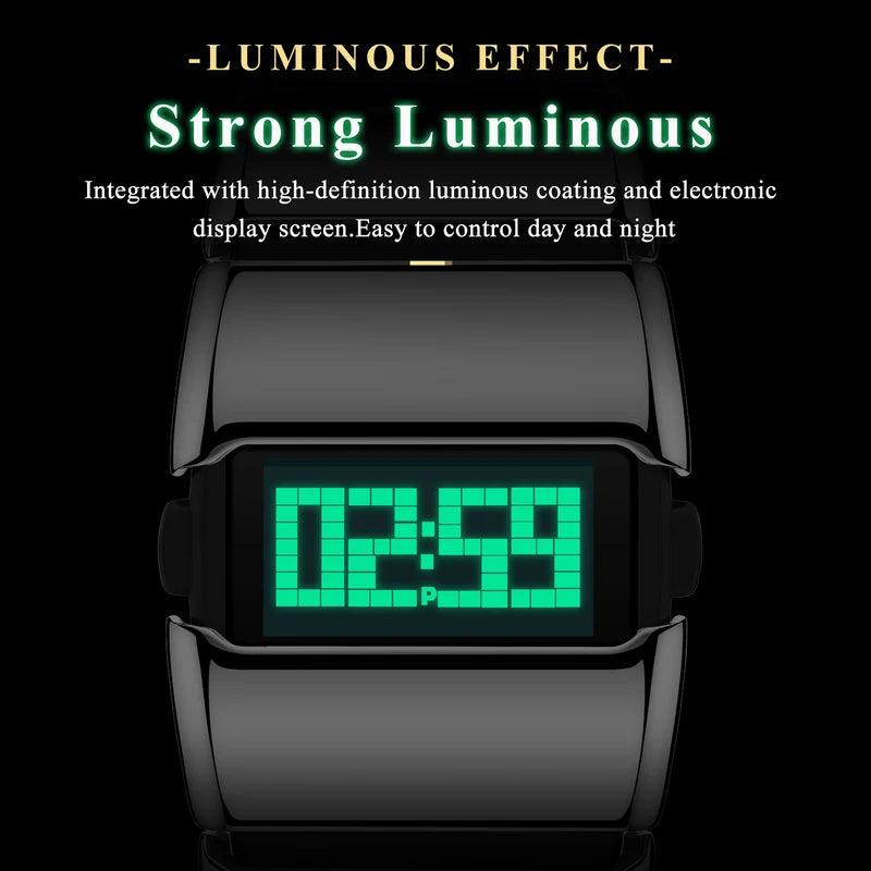 Digital Men’s Sports Watch Waterproof Alarm Date Stainless Steel Sport Watch