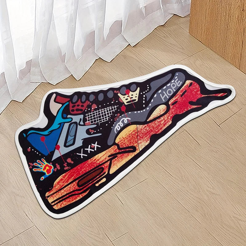 Modern Graffiti Door Cover with Handprint Non-Slip Carpet Welcome Mat - Multiple Sizes