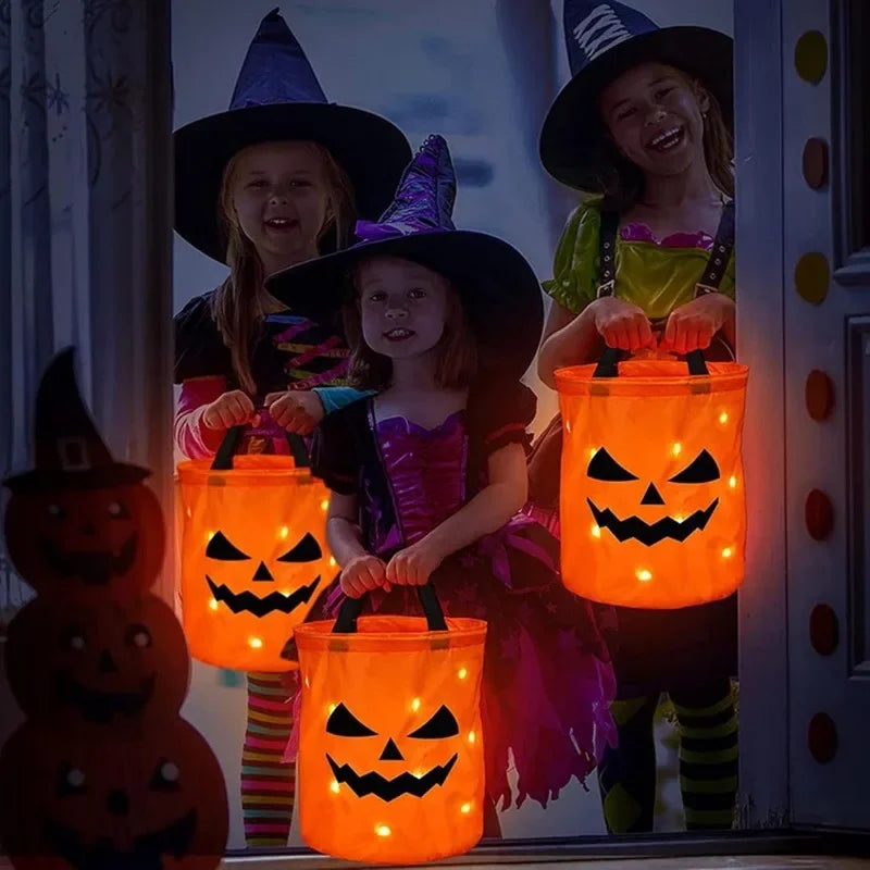 LED Halloween Pumpkin Light Bag for Kids Trick or Treat Party Decoration