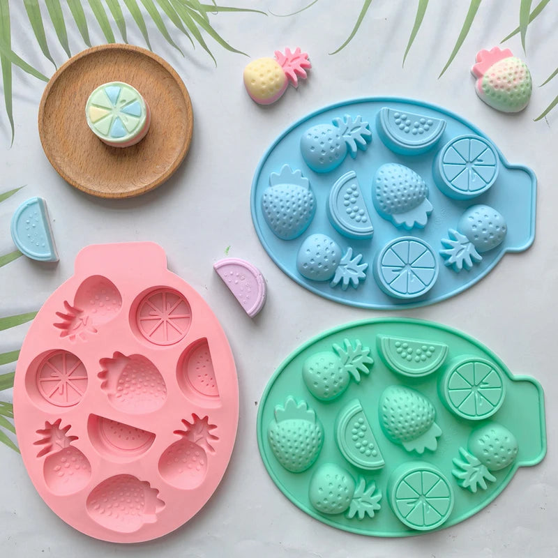 Silicone Candy Molds 9-Cavity Fruit-Shaped Chocolate, Pudding, Biscuit, Ice Tray