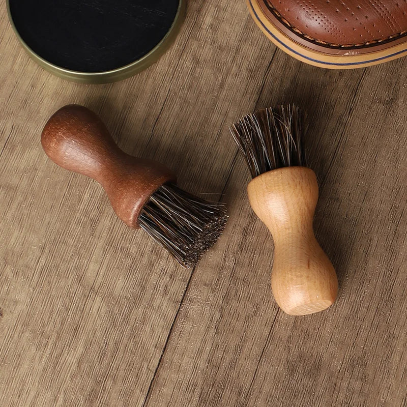 Mini Horse Hair Oiling & Shoe Brush - Beech Small Fur Leather Care Tool