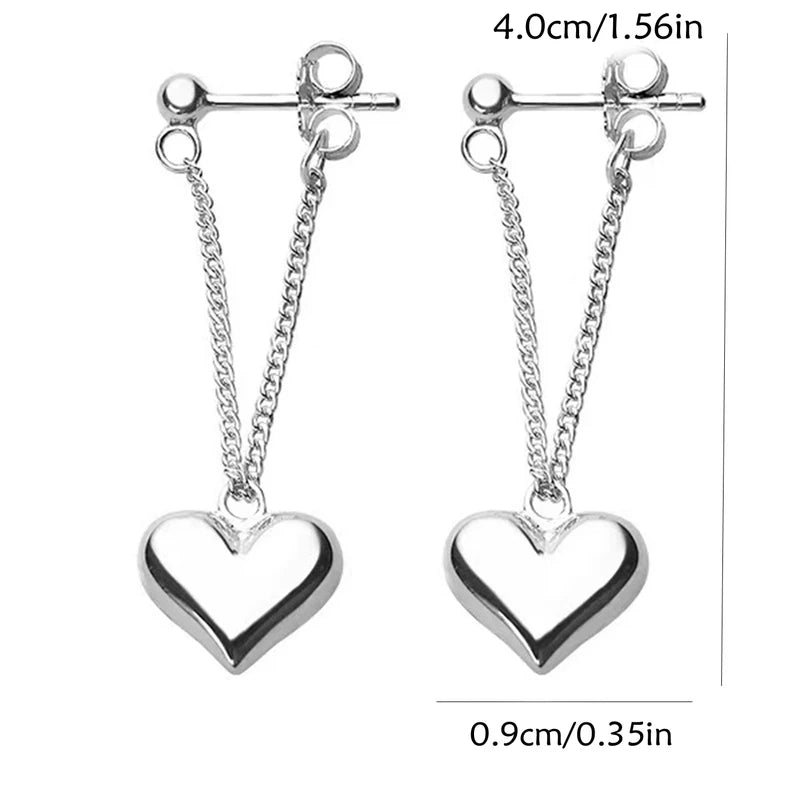 Women's Heart Pendant Earrings with Peach Charm - Suitable for Everyday and Vacation Wear