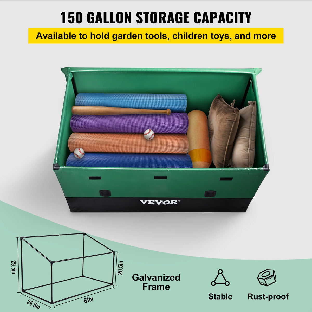 Outdoor Storage Box Waterproof Garden Deck Furniture Storage 230 Gallon