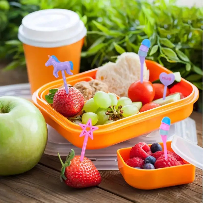 40 Pcs Animal Food Picks for Kids Bento Box - Cartoon Fruit & Snack Toothpicks