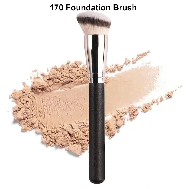 Set of 3 Beveled Foundation & Concealer Makeup Brushes - Synthetic, Seamless Cover