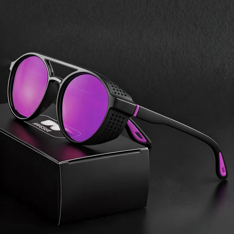 Polarized Steampunk Sunglasses for Men Women - Vintage Sports Sun Glasses