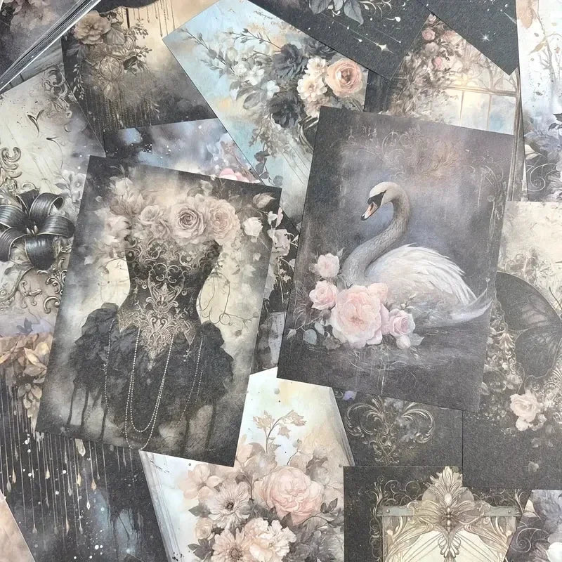 50 Pieces Vintage Scrapbooking Paper Set Handmade Collage Background Craft Material