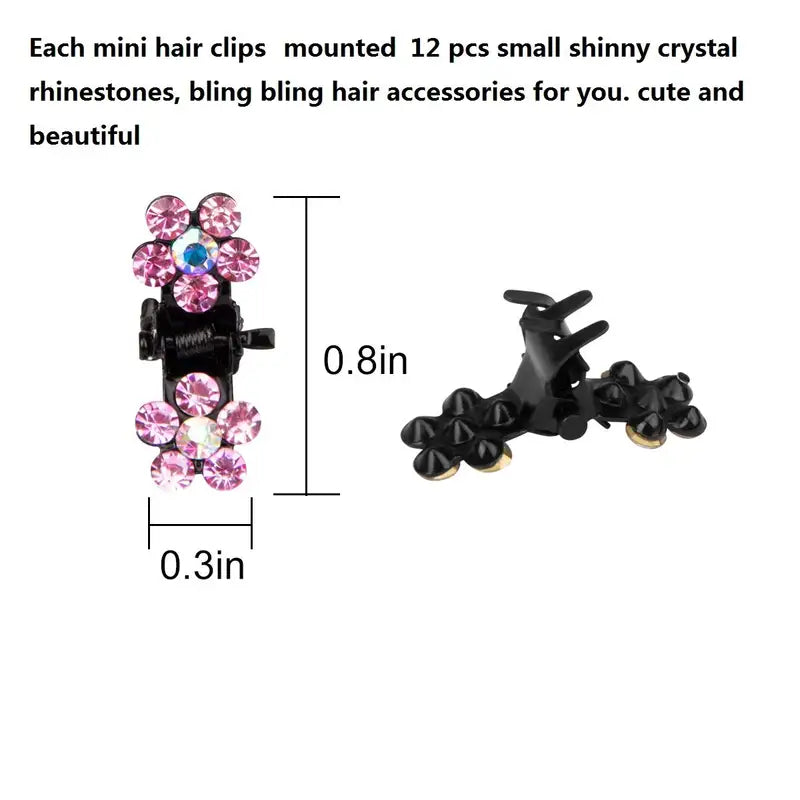 12pcs Colorful Glitter Flower No-Slip Metal Hair Claws for Girls