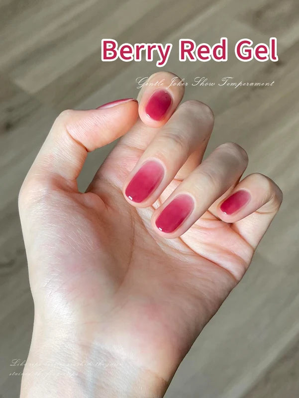 Berry Red Gel Nail Polish 10ml - Durable White Raspberry Varnish for Salon & Home Use