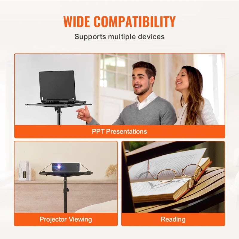 Adjustable Height Projector Floor Stand with Tray for Indoor Outdoor Use