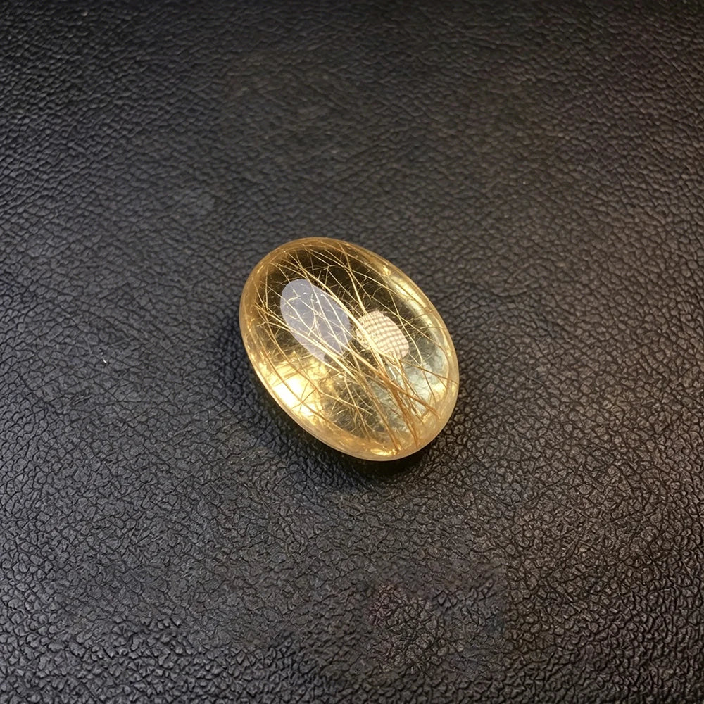 Natural Citrine Rutilated Quartz Loose Gemstones for Jewelry Making - Oval Egg Shape, 5A Grade