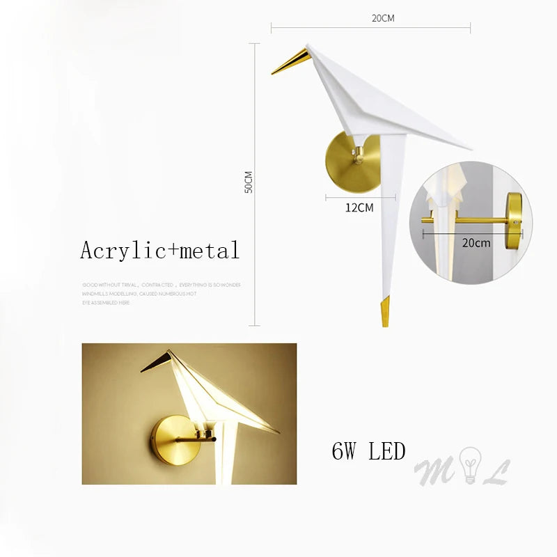 Bird Wall Lamp LED Wall Light Fixture for Living Room Decor - Loft Sconce