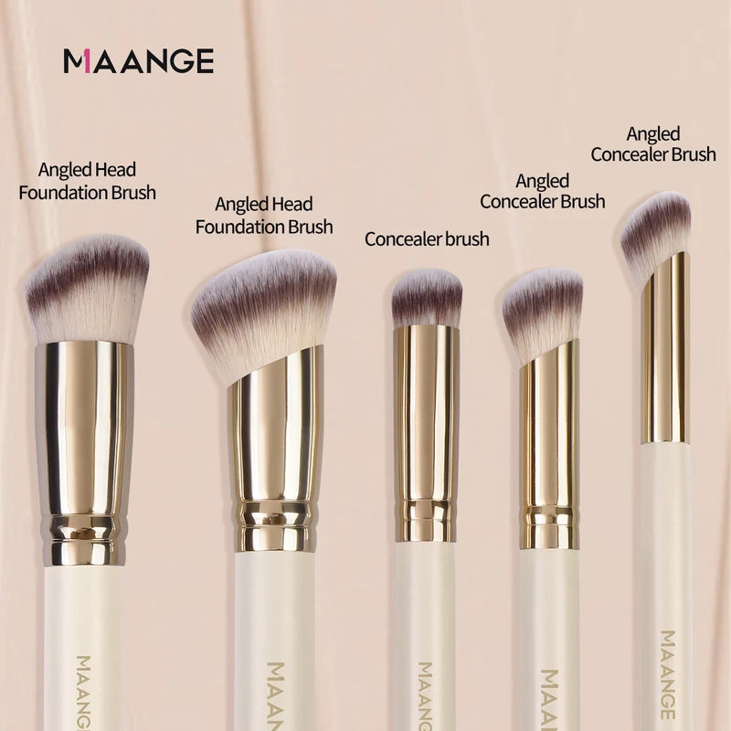 5-Piece Makeup Brush Set with Blush, Foundation & Contour Brushes - Portable Travel Kit