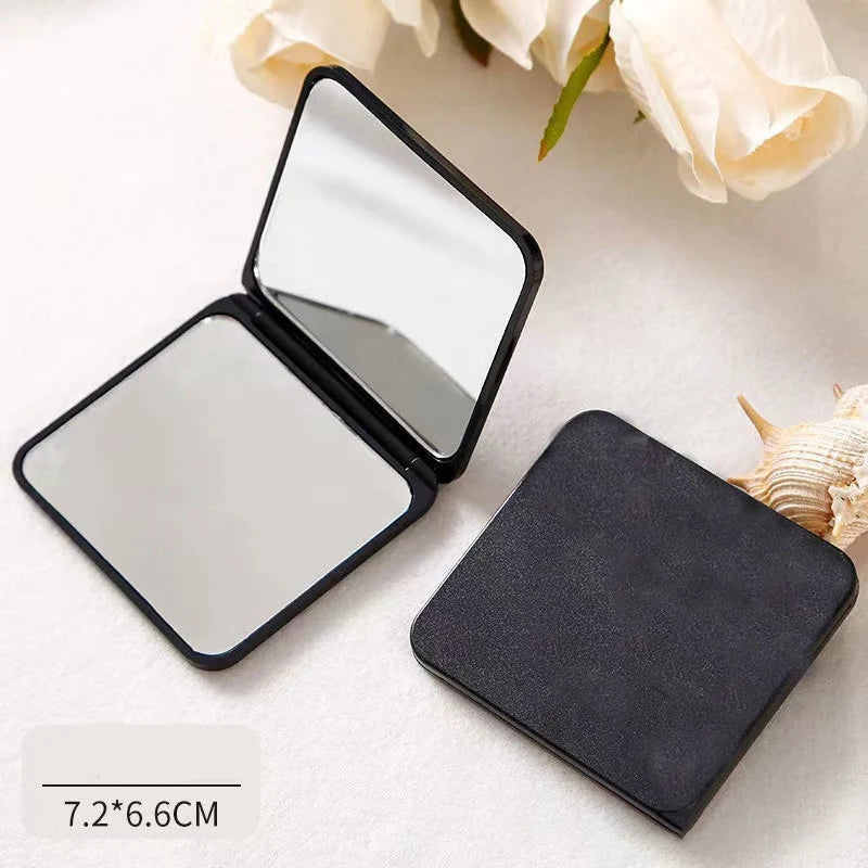 Double-Sided Portable Makeup Mirror - Square Compact Handheld Mirror for Girls