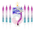 Number 0-9 Birthday Candle Set Pink Purple Gradient Sparkly Cake Topper
