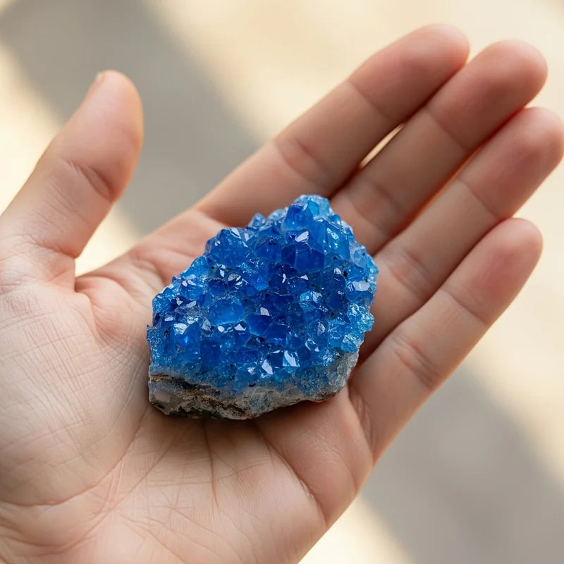 Blue Quartz Crystal Cluster Decorative Geology Gift for Home & Office