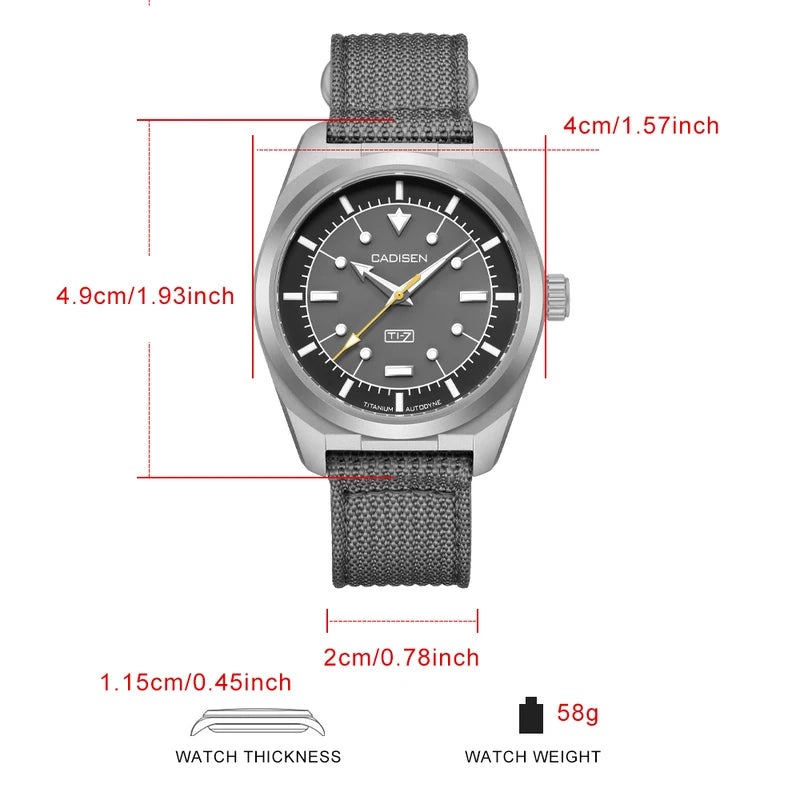 Titanium Automatic Mechanical Watch with Enamel Dial and Sapphire Crystal - MIYOTA 8215 Movement