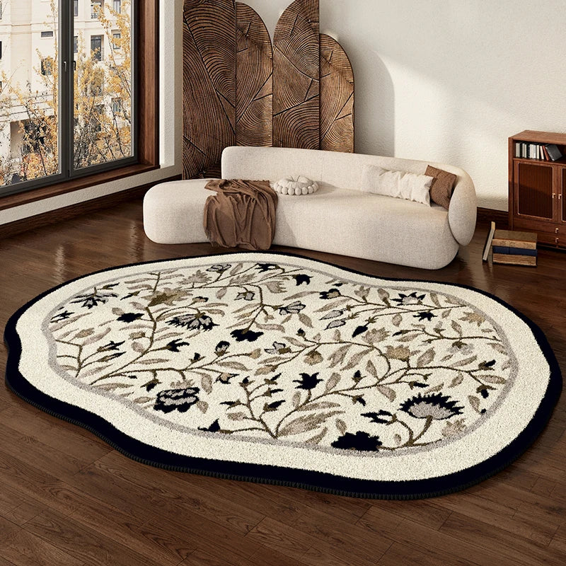 Retro Living Room Carpet with Thickened Floor Cushion for Sofa & Bedside Use