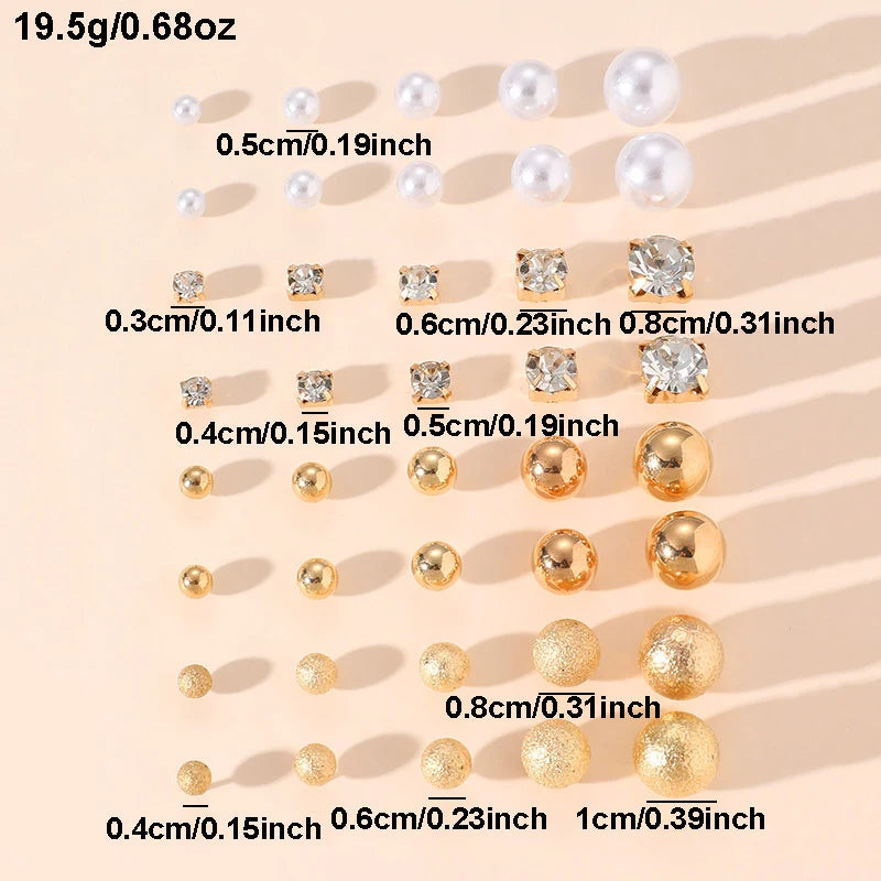 40pcs Classic Round Stud Earrings Set - Simple Metal Circle for Everyday Wear