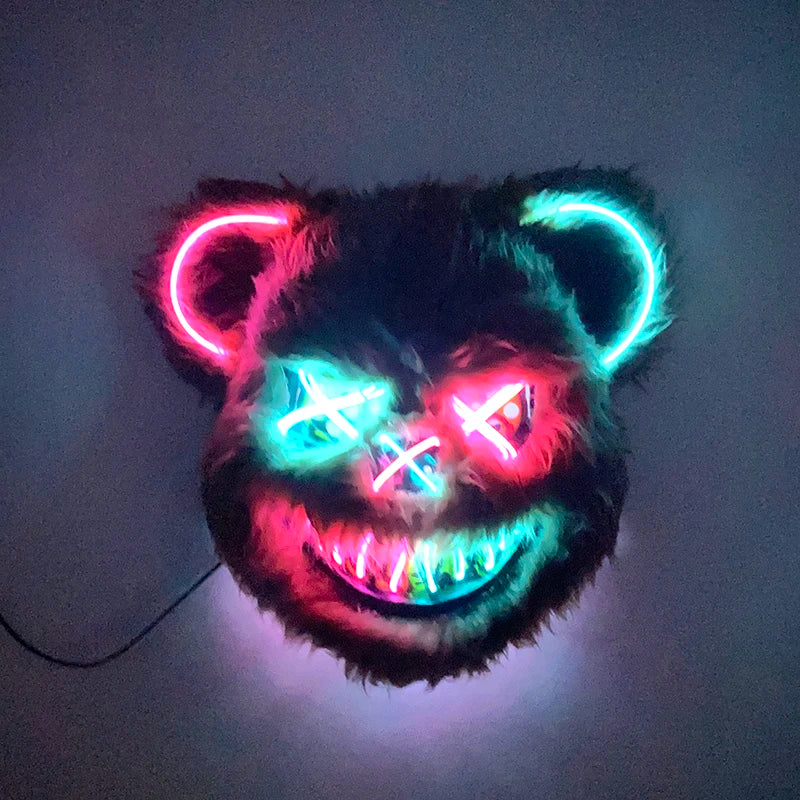 Glowing Halloween Horror Mask with Flashing Neon Light for Cosplay and Parties
