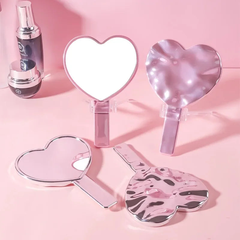 Heart-Shaped Handheld Mirror for Makeup & Beauty Spa Salon Personal Care