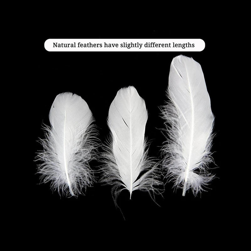 100 Pcs Natural White Goose Feathers for Crafts DIY Wedding Party Halloween Decoration