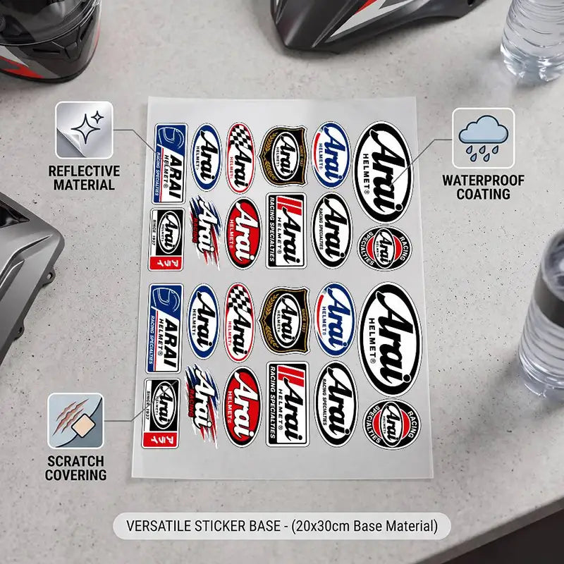 Reflective Waterproof Sticker Set for Motorcycle, Car & Helmet Scratch Cover - XL & Medium Variants