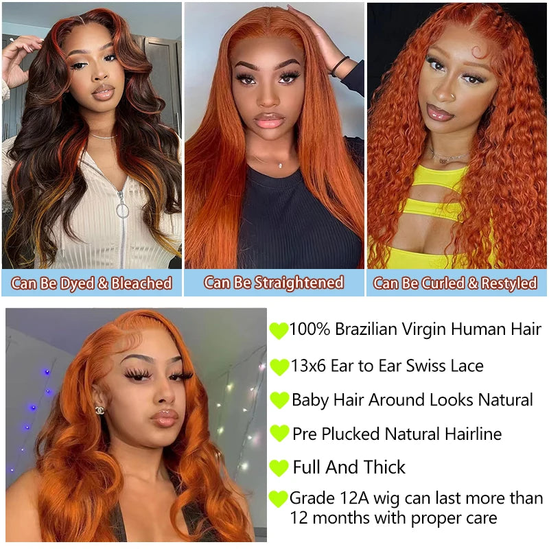 Human Hair Lace Front Wigs with Body Wave & Thick Density - Natural Hairline