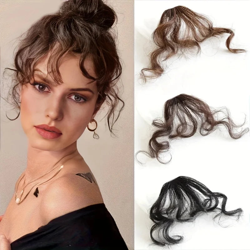 Fake Curly Air Bangs Clip-In Hair Extension Fringe for Women - Synthetic Hairpiece