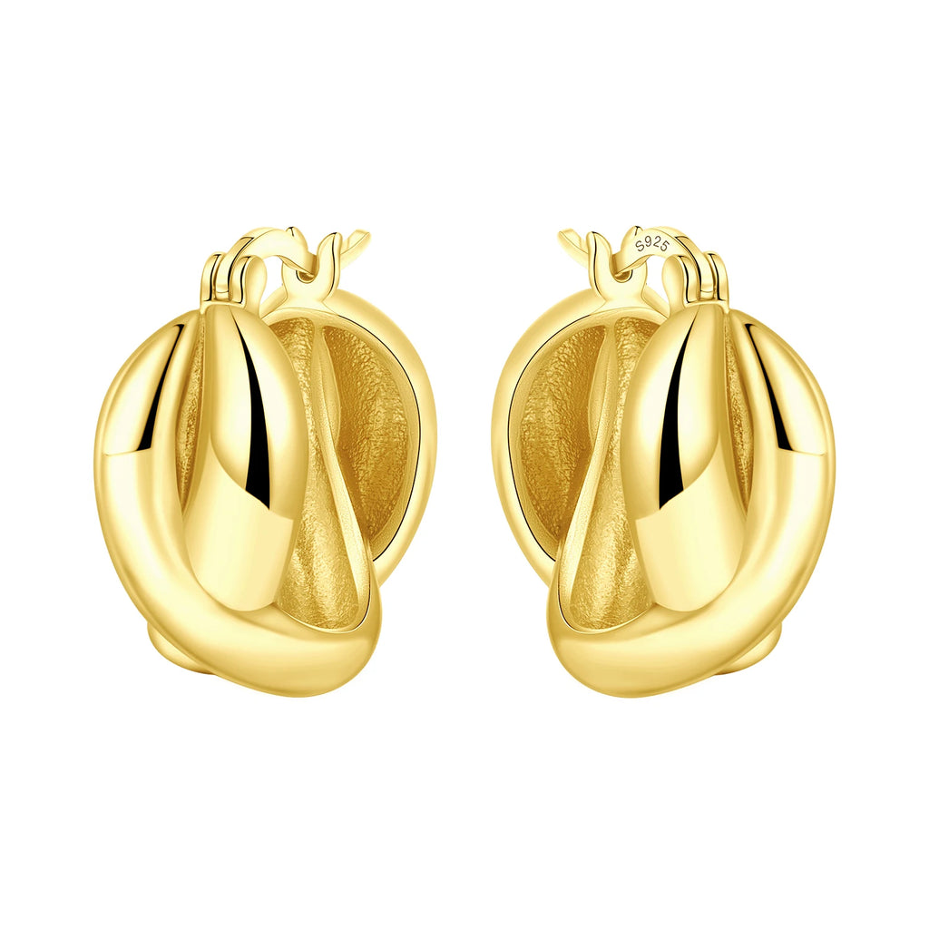 Sterling Silver Zircon Hoop Earrings with 18K Gold Lining for Women - Vintage Jewelry Gift