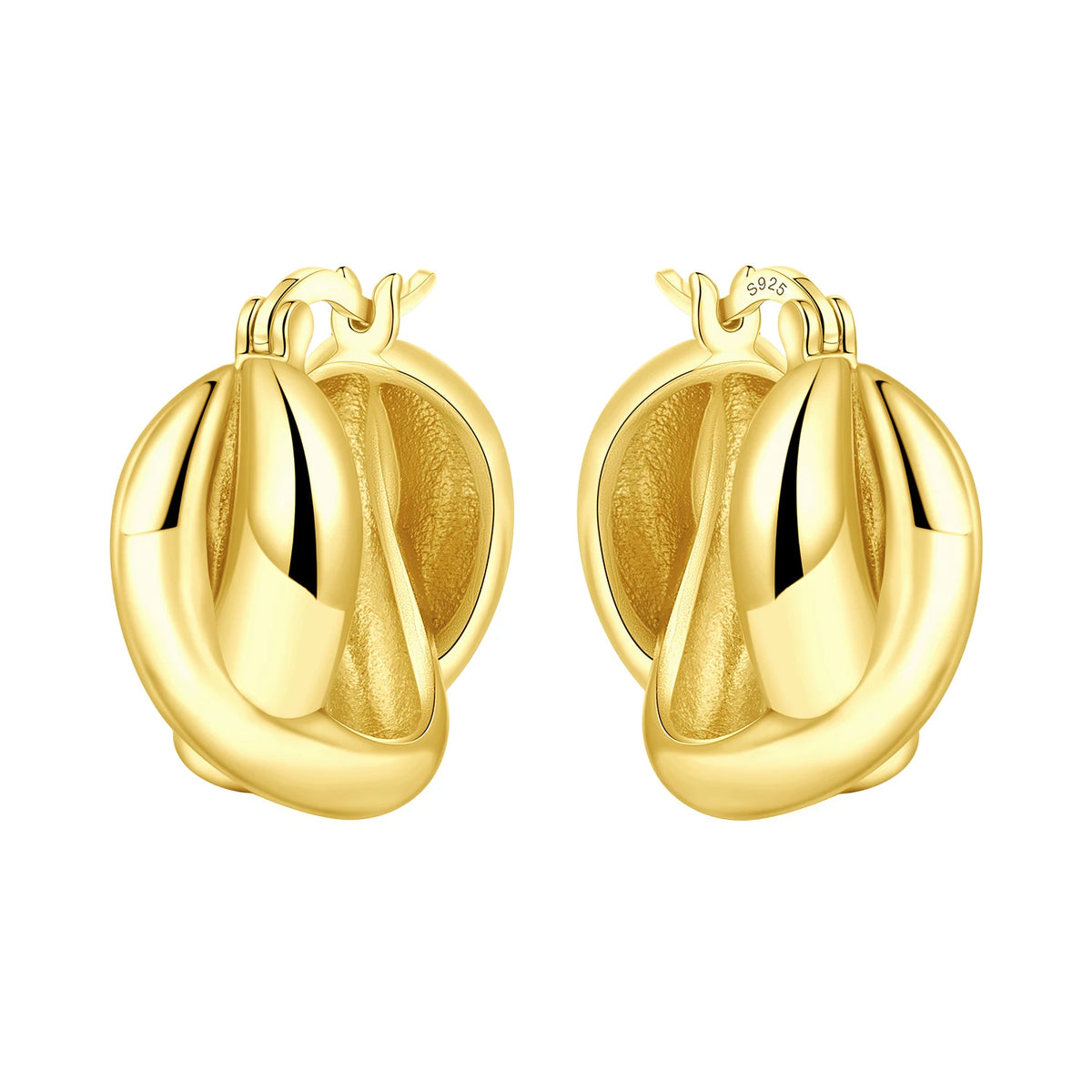 Sterling Silver Zircon Hoop Earrings with 18K Gold Lining for Women - Vintage Jewelry Gift