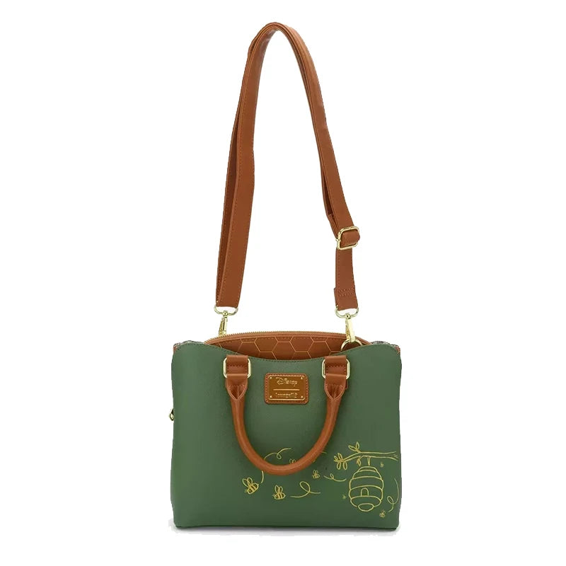 All Over Print Women's Pooh & Friends Crossbody Bag with Double Straps - Cartoon Baby Leather Purse