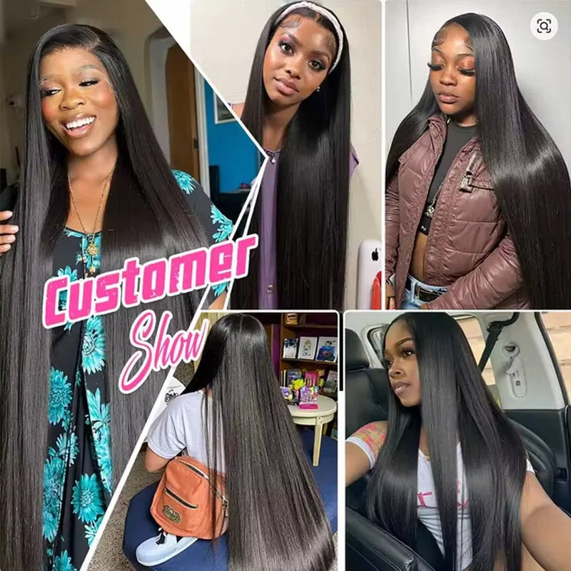 Human Hair Wigs 40 Inch V Part Brazilian Natural Color Glueless Long Wigs