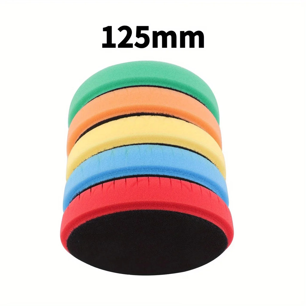 5-Piece Polishing Sponge Set for Car Buffing and Detailing - 80/125/150mm
