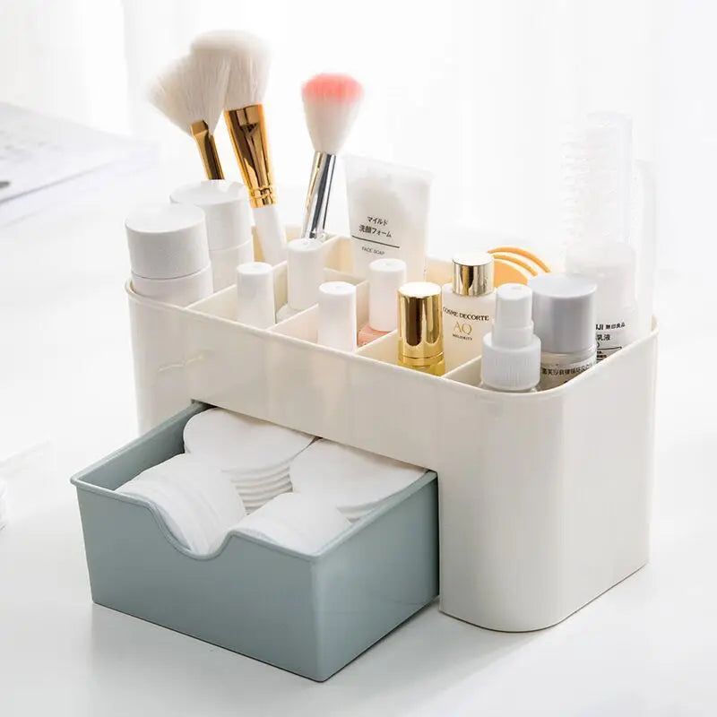 Acrylic Makeup Organizer with Drawers - Cosmetic Storage Box for Lipstick, Brushes, Cotton Swabs