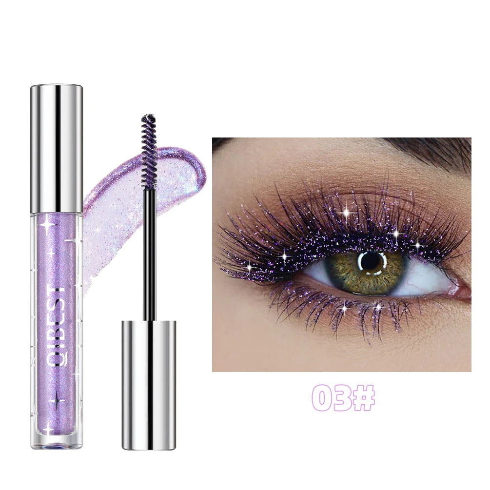 Long Lasting 3D Volume Glitter Mascara with Curling & Shimmer Effect - Multiple Colors