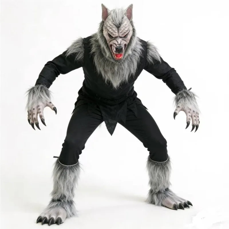 Werewolf Costume Kit with Mask Claws Gloves for Halloween Cosplay Role Play