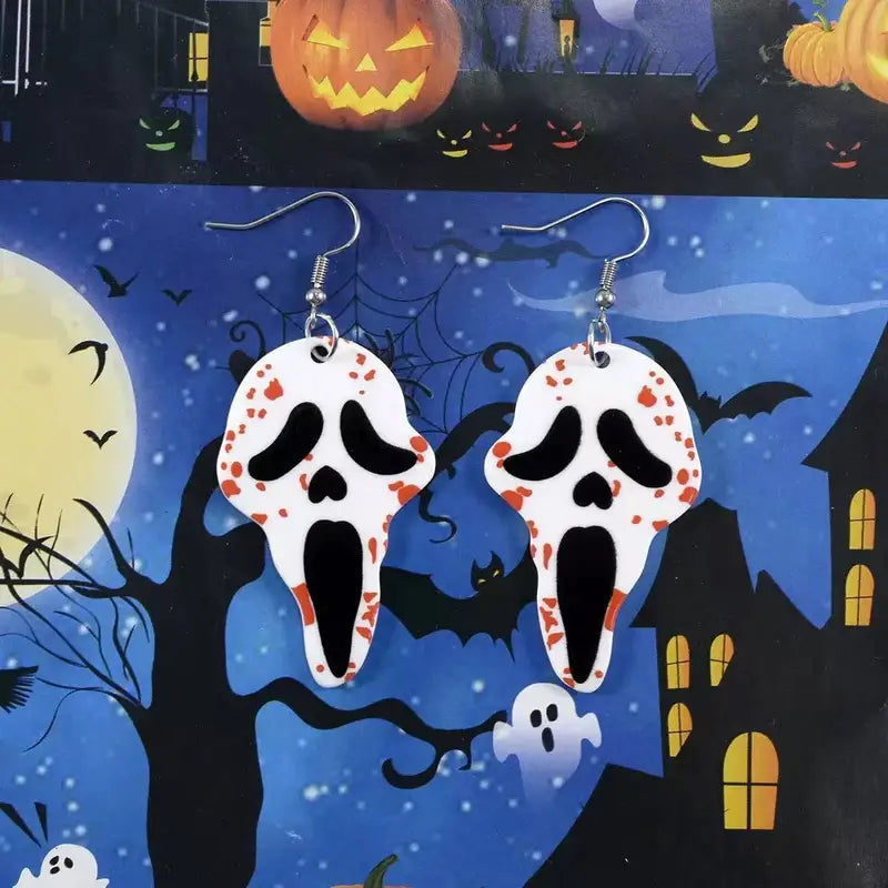 Halloween Ghost Acrylic Charm Pack for Jewelry Making & Keychains - 10 Pcs