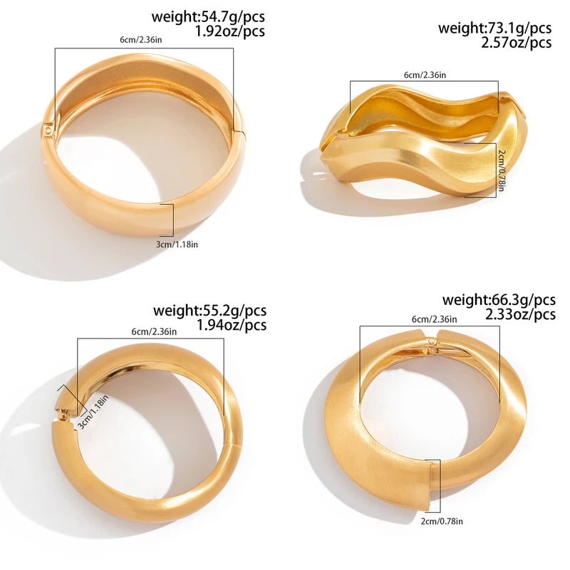 Vintage Punk Metal Wide Cuff Bangles for Women & Men Geometric Style Jewelry