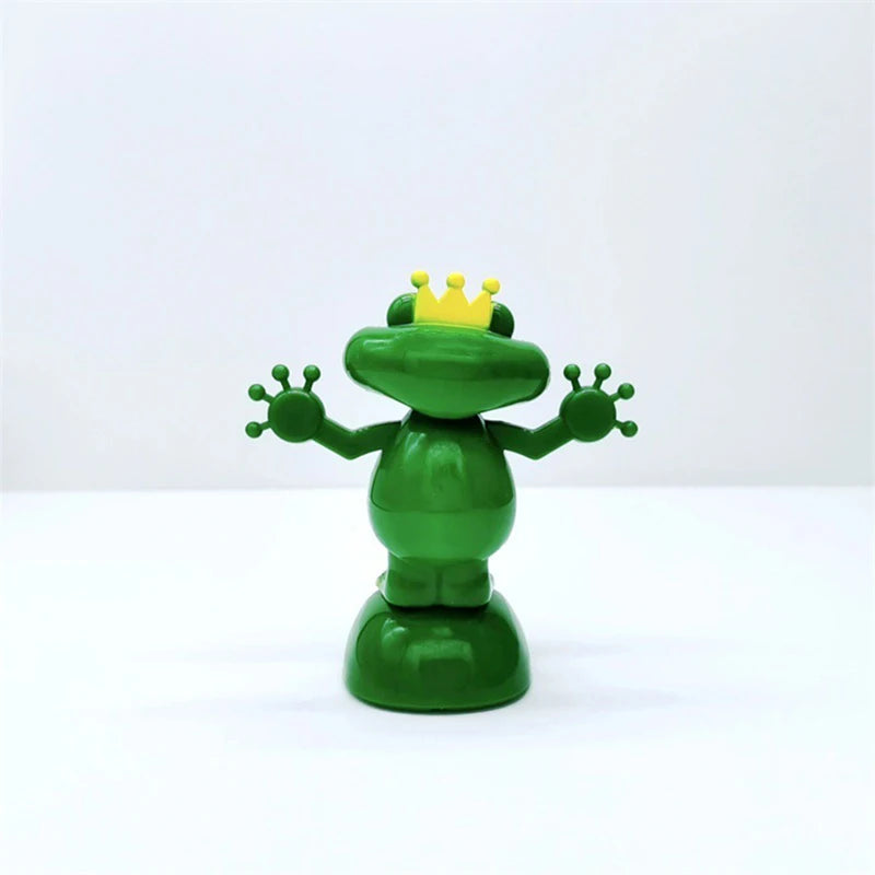 Solar Energy Car Decoration Shaking Head Doll Cartoon Frog Gift Interior Accessory