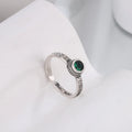 Sterling Silver Green Zircon Ring for Women Wedding Engagement Vintage Jewelry