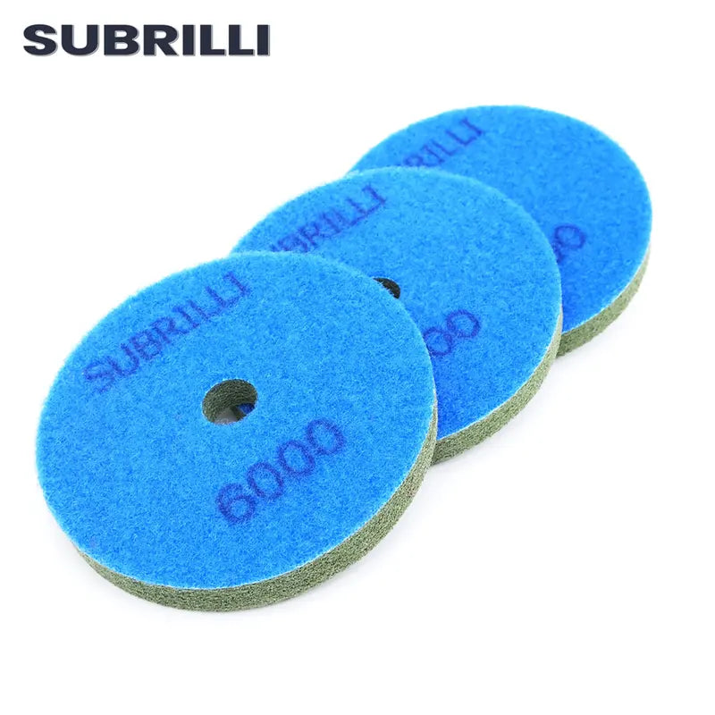 3PCS 4-Inch Diamond Sponge Polishing Pads for Marble Concrete Floor Buffing